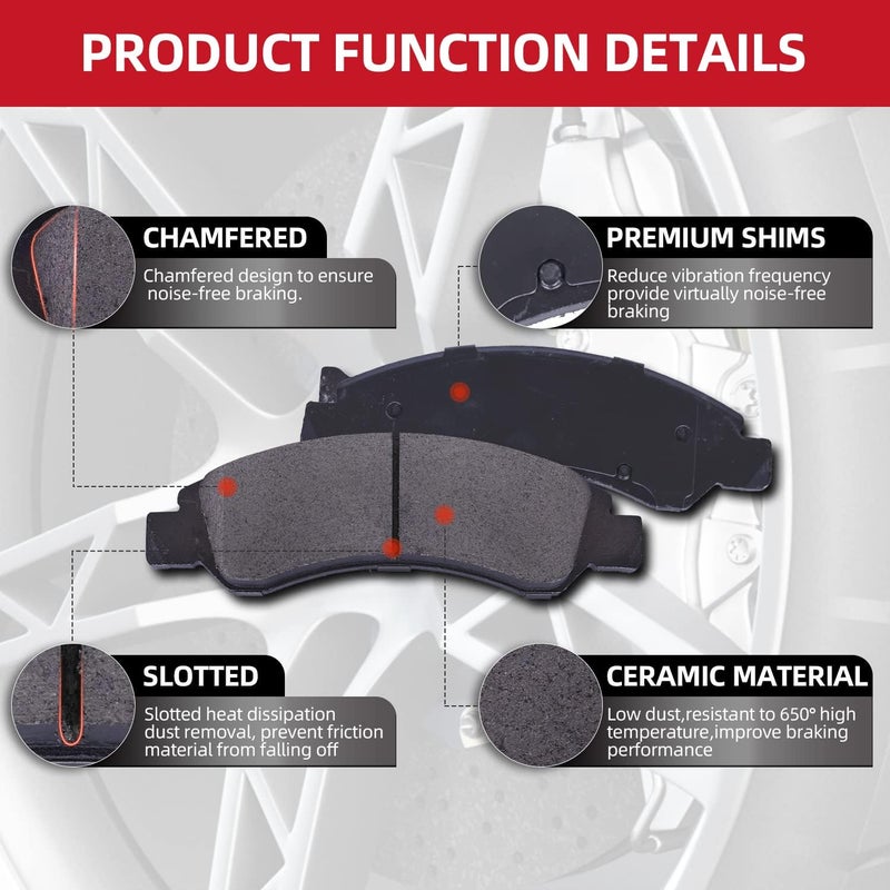 EXPPOWER Replacement for Front & Rear Ceramic Disc Brake Pads Set 2007-2011 Honda CR-V 2010-2012 Acura RDX - Image 5